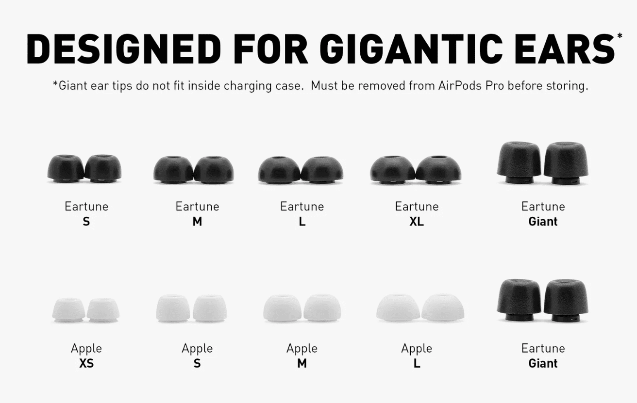 Various ear tips for different ear sizes